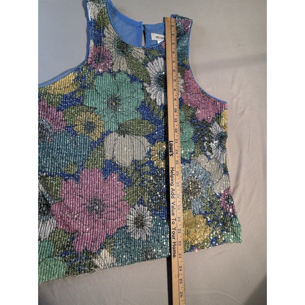On 34th Women's Flowered Sequined Dress Tank Top Wedding,Date Night Size M - Picture 3 of 10